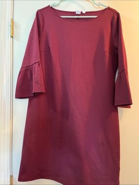 GAP Bell Sleeve Shift Dress - Burgundy Plum